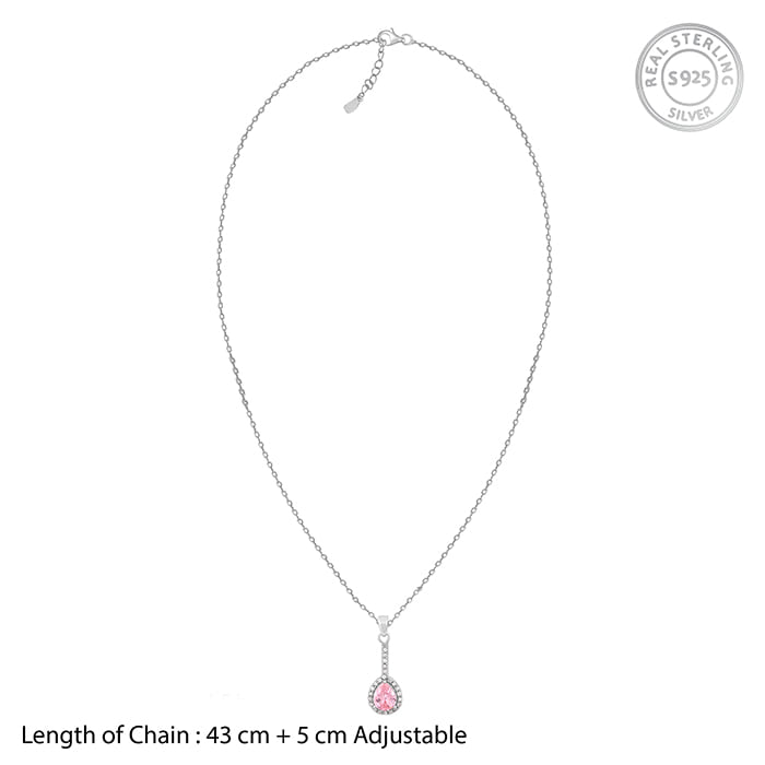 Silver Awe in Pink Pendant With Link Chain