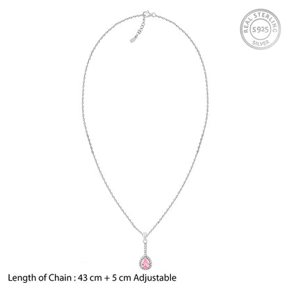 Silver Awe in Pink Pendant With Link Chain