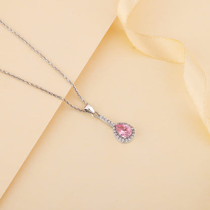 Silver Awe in Pink Pendant With Link Chain