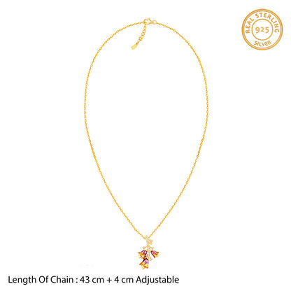 Golden Bell Mallow Bud Pendant With Link Chain