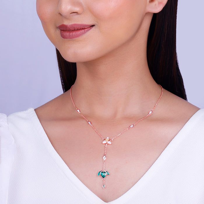 Rose Gold Trillium Treasures Lariat Necklace