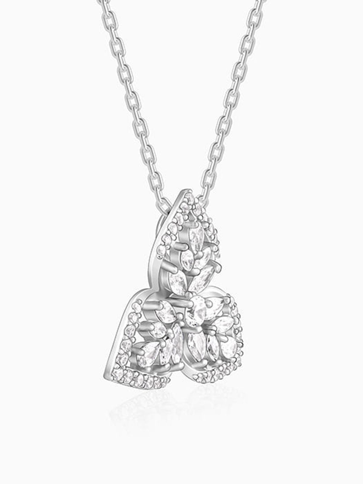 Silver Mighty Leaf Pendant With Link Chain