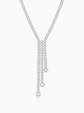 Silver Zirconia Lariat Necklace