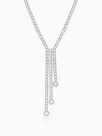 Silver Zirconia Lariat Necklace
