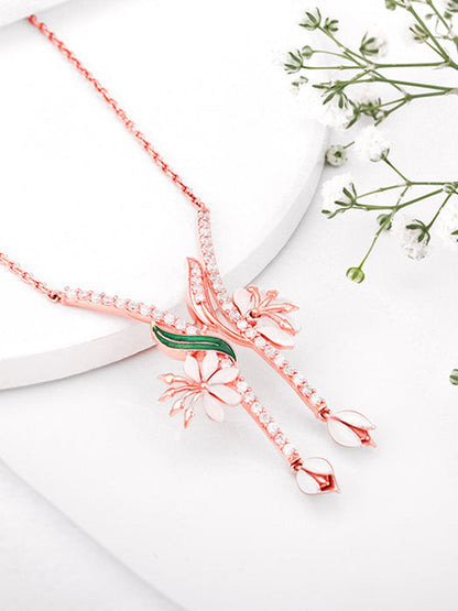 Rose Gold Snowy Safed Musli Necklace