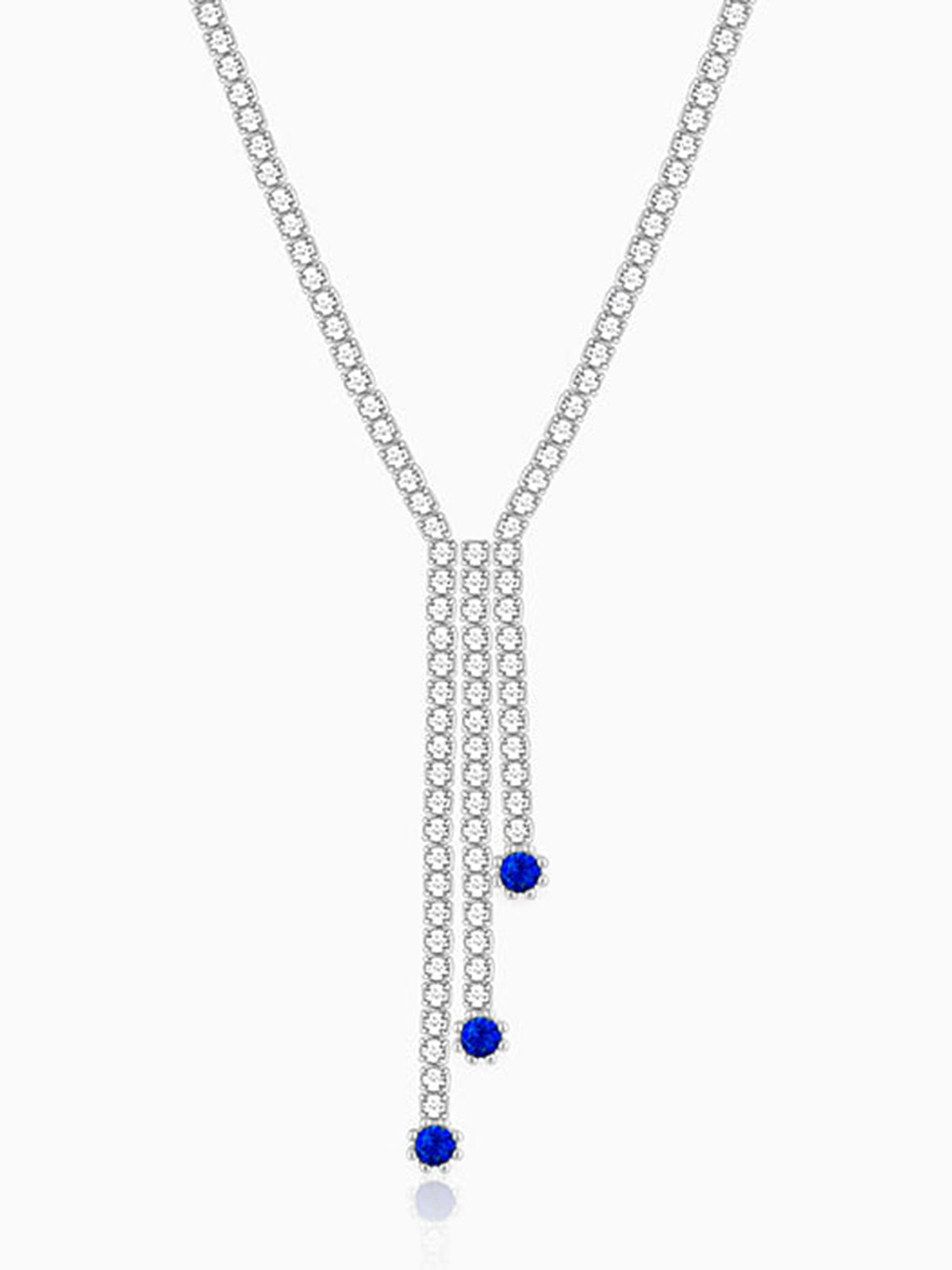 Silver Blue Lariat Necklace