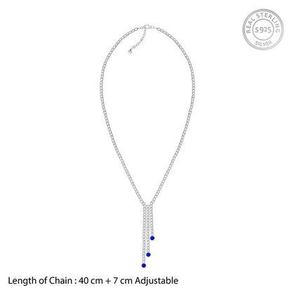 Silver Blue Lariat Necklace