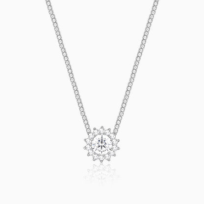 Silver Solitaire Floral Necklace