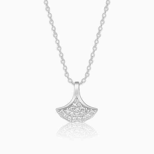 Silver Ginko Leaf Pendant With Link Chain