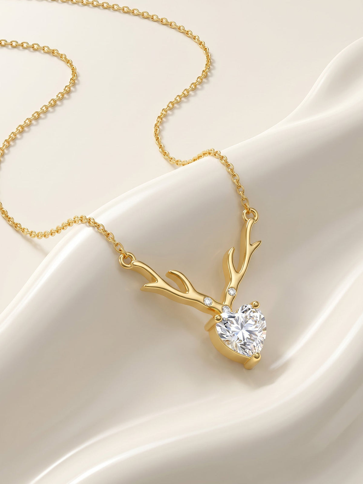 Golden Deer Heart Necklace