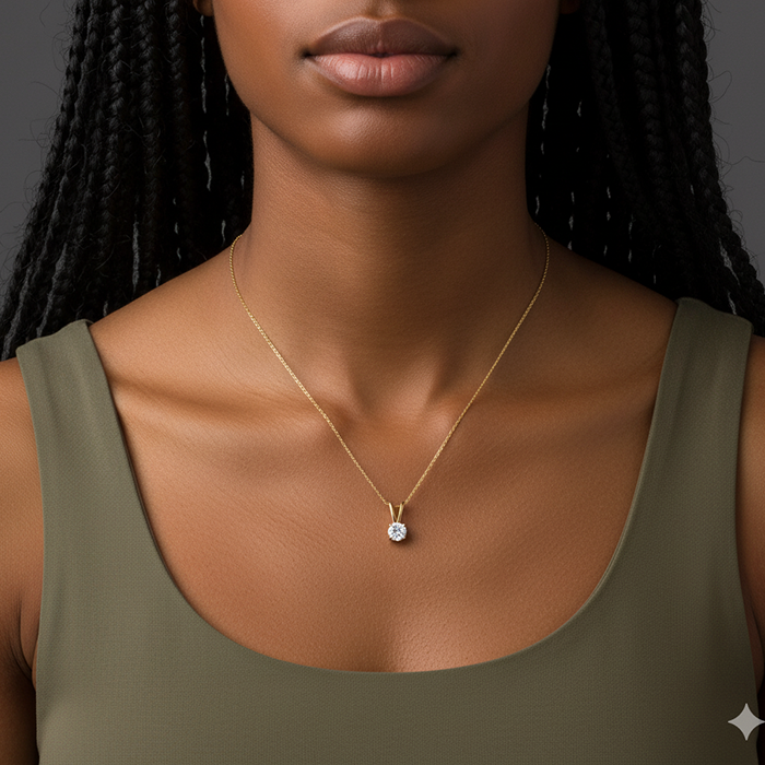 Golden Zircon Pendant with Link Chain