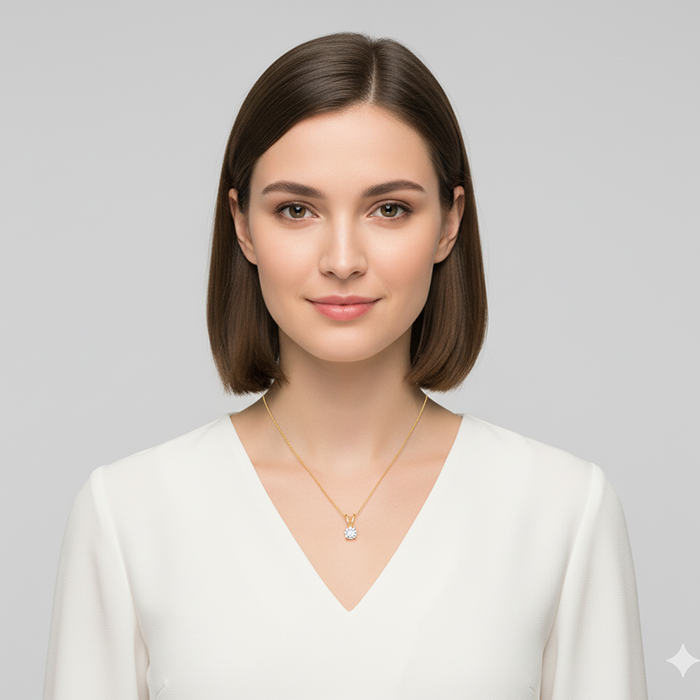 Golden Zircon Pendant with Link Chain