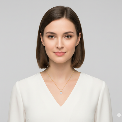 Golden Zircon Pendant with Link Chain