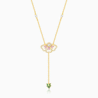 Gold Eye Bright Flower Lariat Necklace