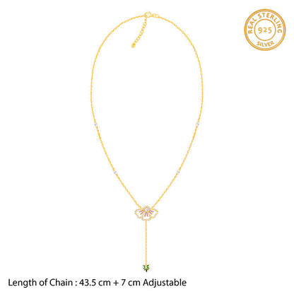 Gold Eye Bright Flower Lariat Necklace