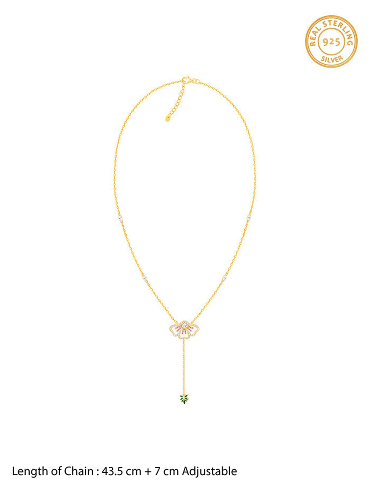 Gold Eye Bright Flower Lariat Necklace