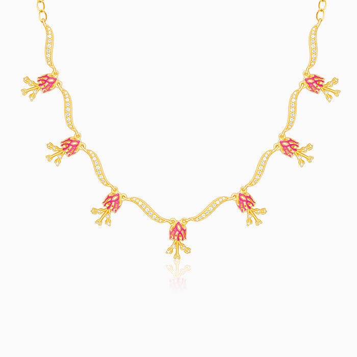 Golden Brahma Kamal Bud Necklace