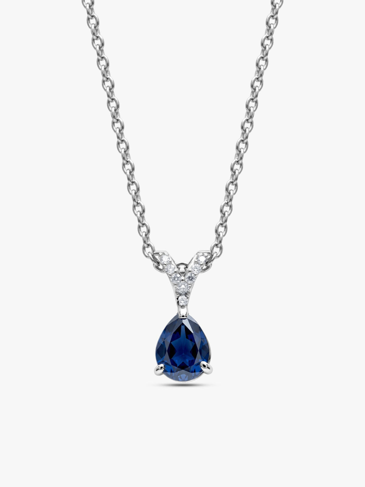 Silver Midnight Blue Pendant With Link Chain
