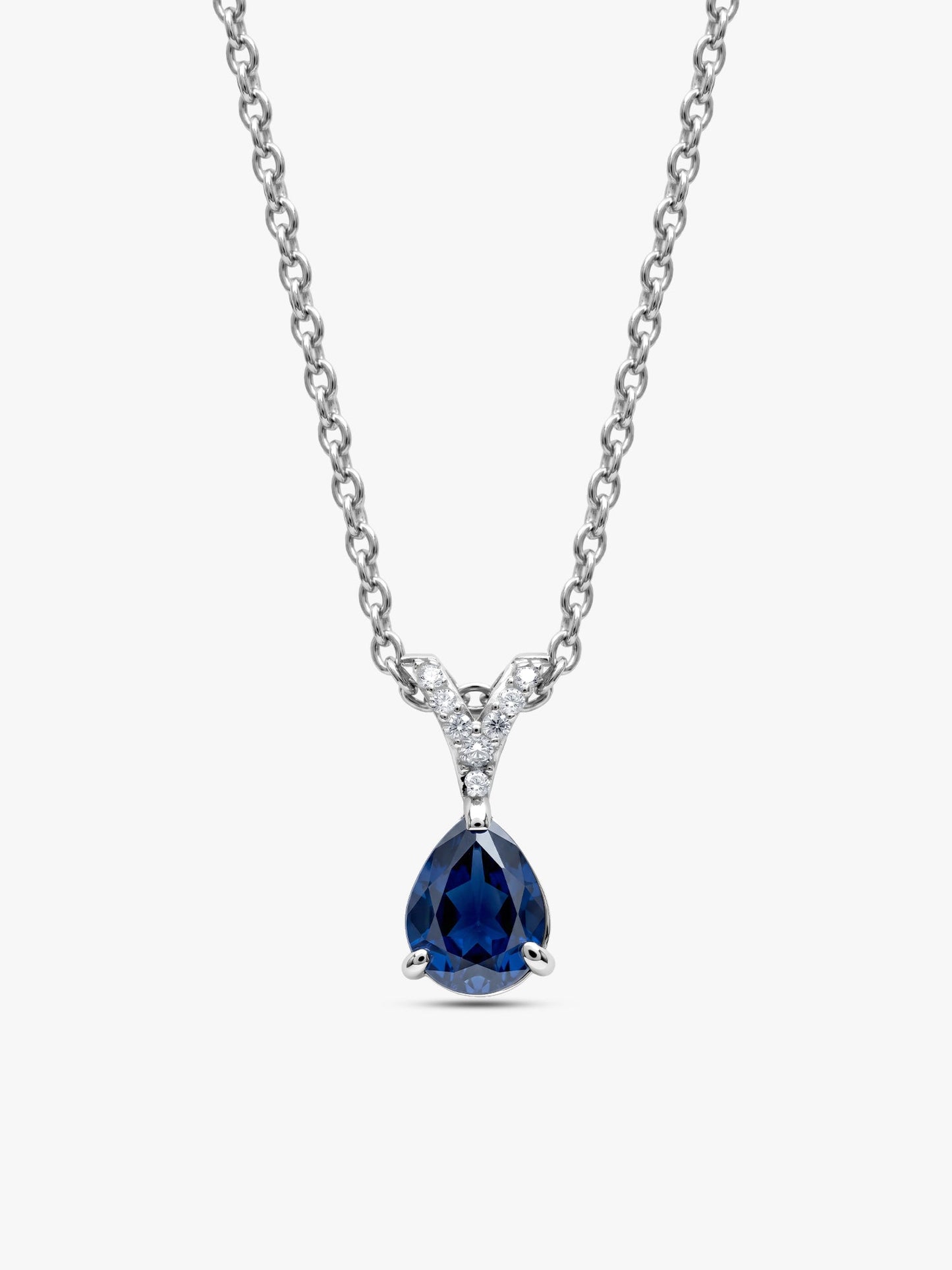 Silver Midnight Blue Pendant With Link Chain
