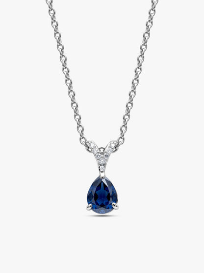 Silver Midnight Blue Pendant With Link Chain