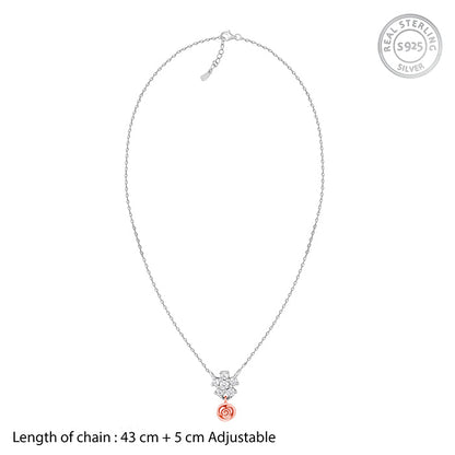 Silver And Rose Gold Studded Rose Necklace