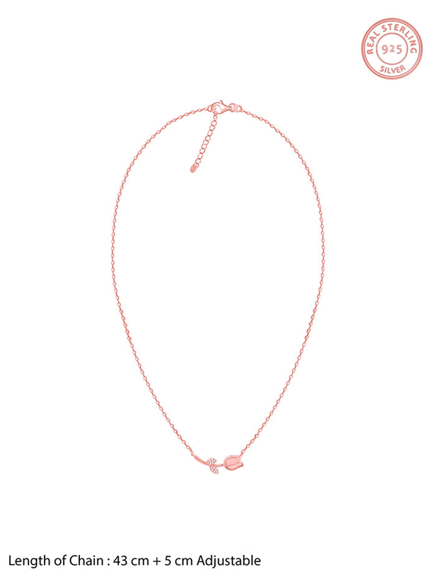 Rose Gold Pink Quartz Flower Necklace