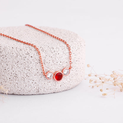 Rose Gold Scarlet Trio Necklace
