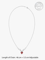 Silver Deer Heart in Red Necklace