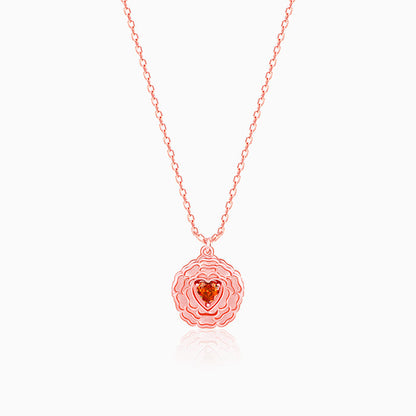 Rose Gold I Love You Floral Pendant With Link Chain