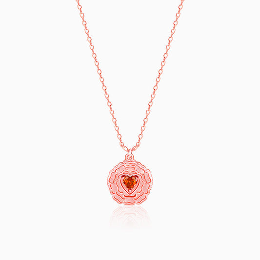 Rose Gold I Love You Floral Pendant With Link Chain