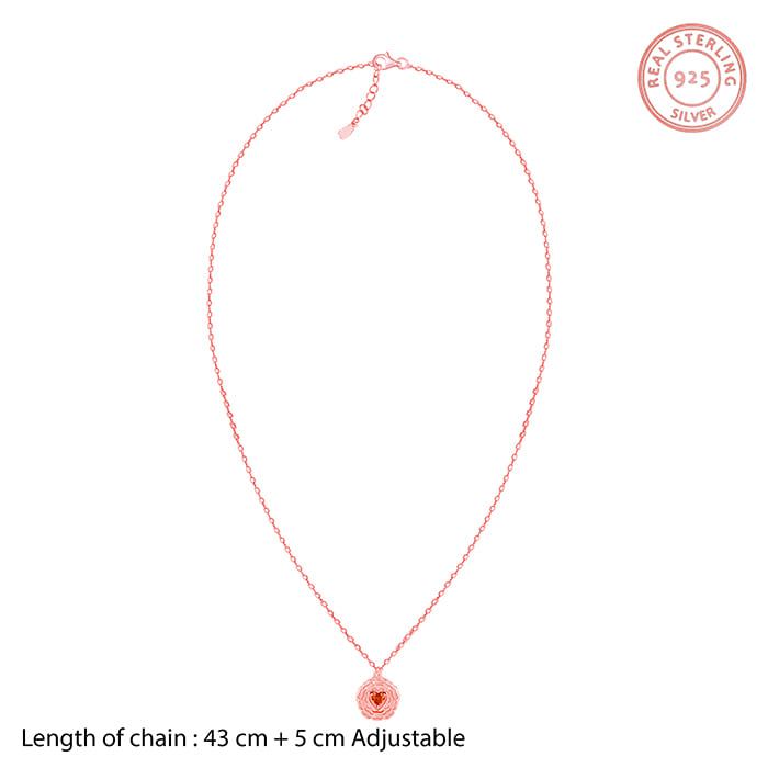 Rose Gold I Love You Floral Pendant With Link Chain