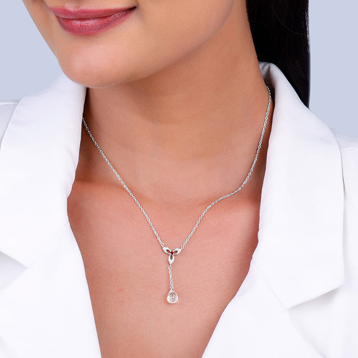 Silver Heart in Heart Necklace