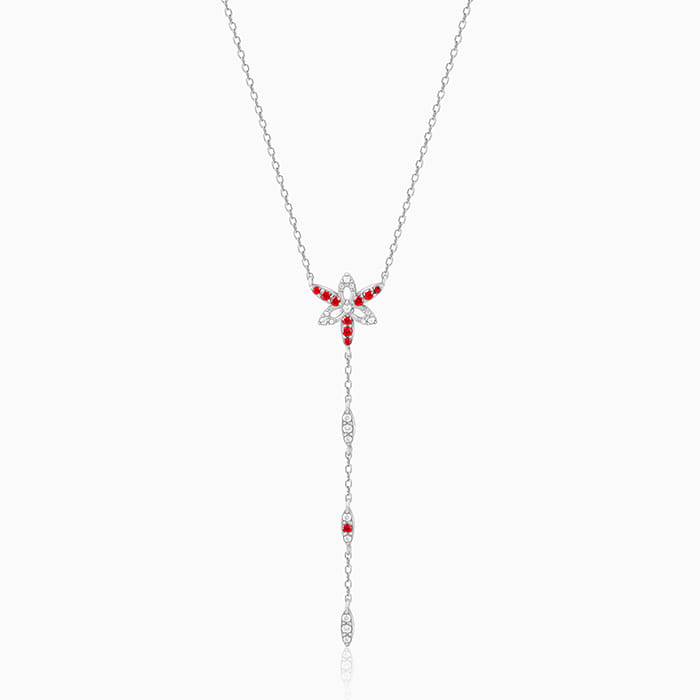 Silver Heart in Heart Lariat Necklace