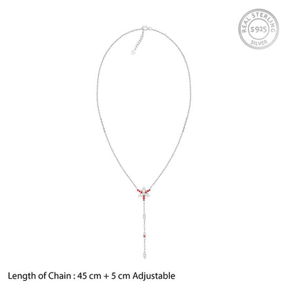 Silver Heart in Heart Lariat Necklace