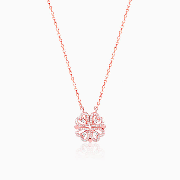 Rose Gold Clover Heart Convertible Necklace