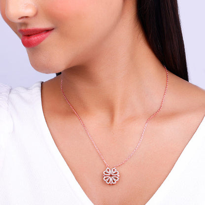 Rose Gold Clover Heart Convertible Necklace