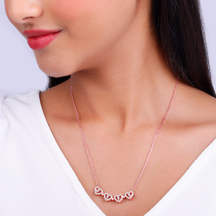 Rose Gold Clover Heart Convertible Necklace