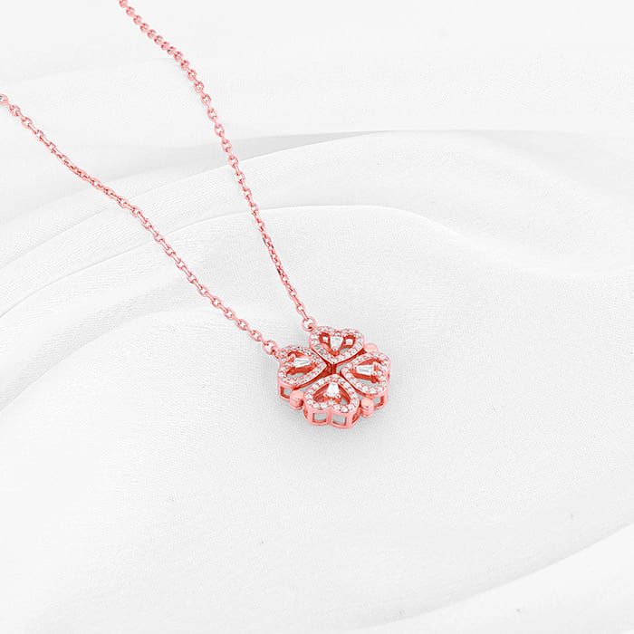 Rose Gold Clover Heart Convertible Necklace