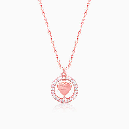 Rose Gold Rotatable My Happy Place Pendant With Link Chain