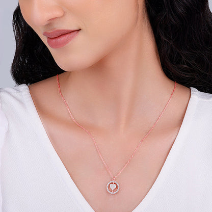 Rose Gold Rotatable My Happy Place Pendant With Link Chain