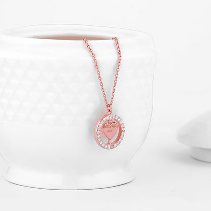 Rose Gold Rotatable My Happy Place Pendant With Link Chain