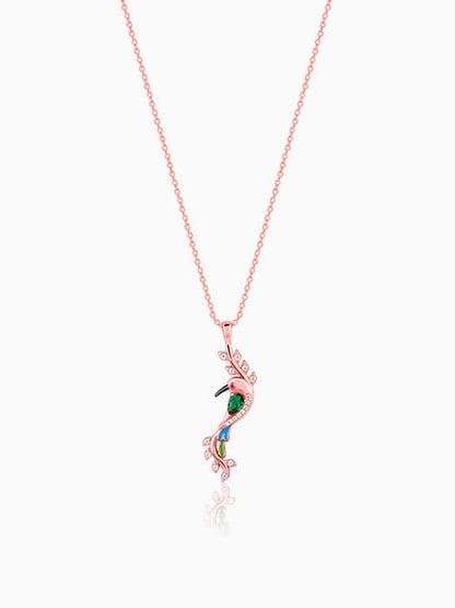 Rose Gold Lovely Bird Pendant With Link Chain