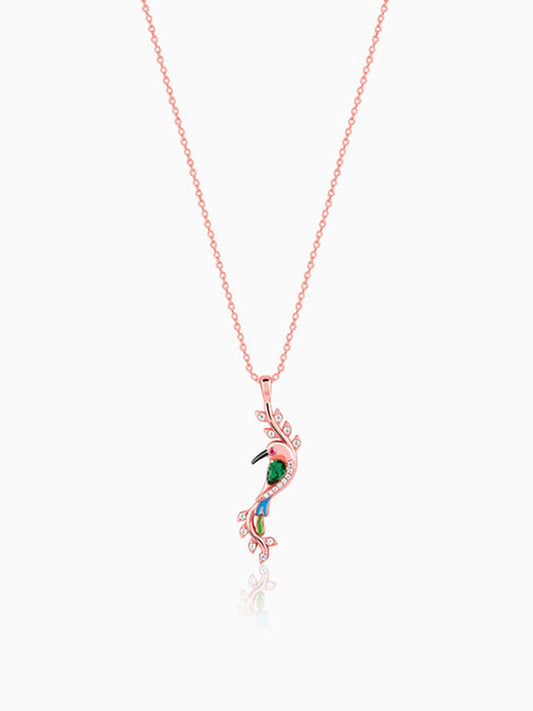 Rose Gold Lovely Bird Pendant With Link Chain