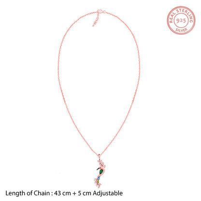 Rose Gold Lovely Bird Pendant With Link Chain