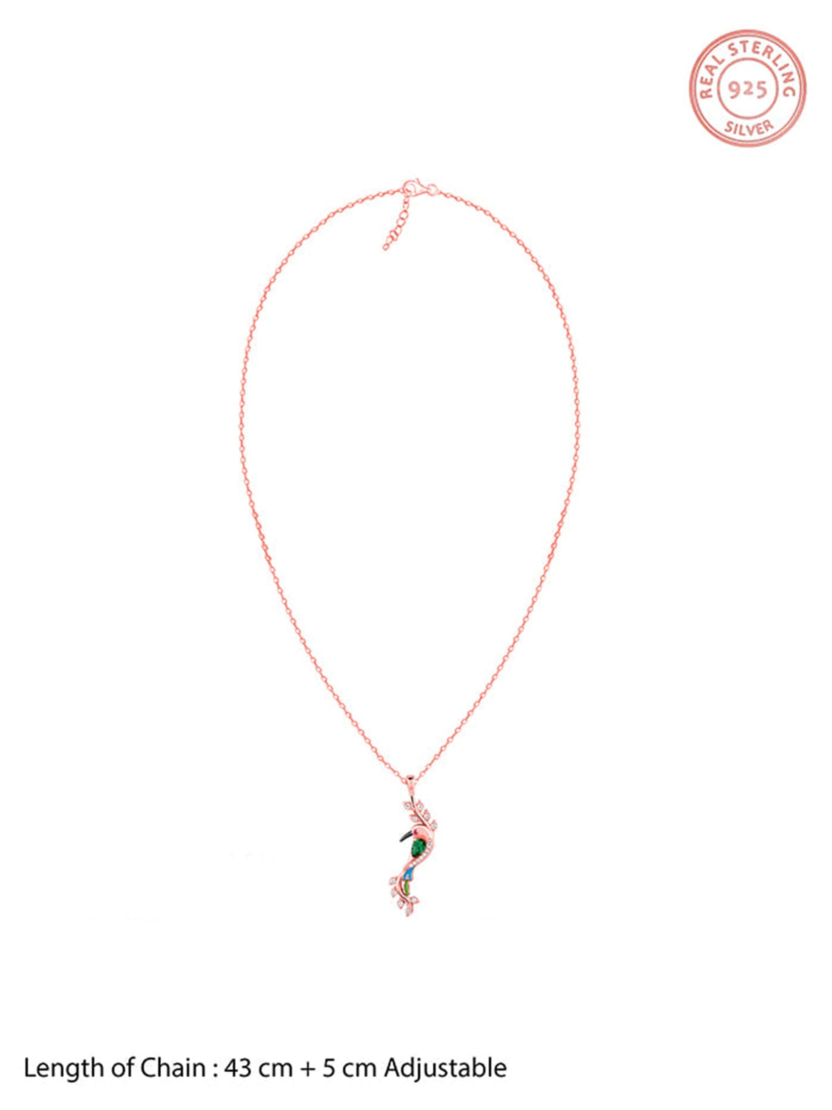 Rose Gold Lovely Bird Pendant With Link Chain