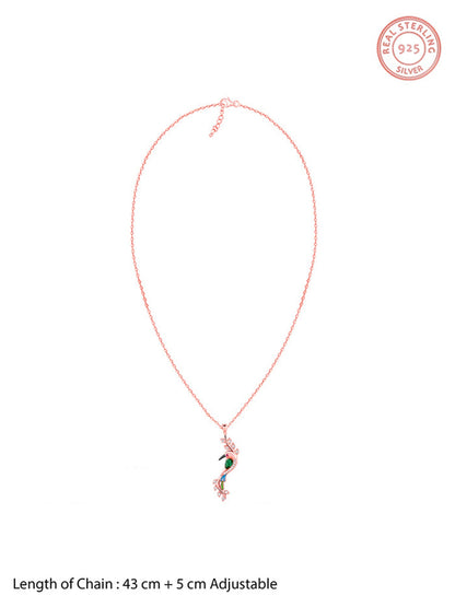 Rose Gold Lovely Bird Pendant With Link Chain