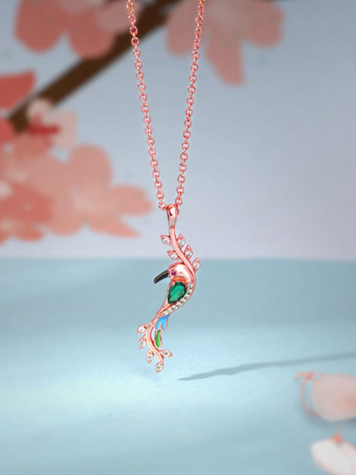 Rose Gold Lovely Bird Pendant With Link Chain