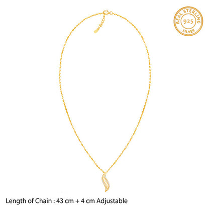 Golden Wavelet Pendant With Link Chain