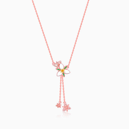 Rose Gold Persistent Trillium Lariat Necklace