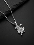 Silver Mahabali Hanuman Pendant with Box Chain For Him